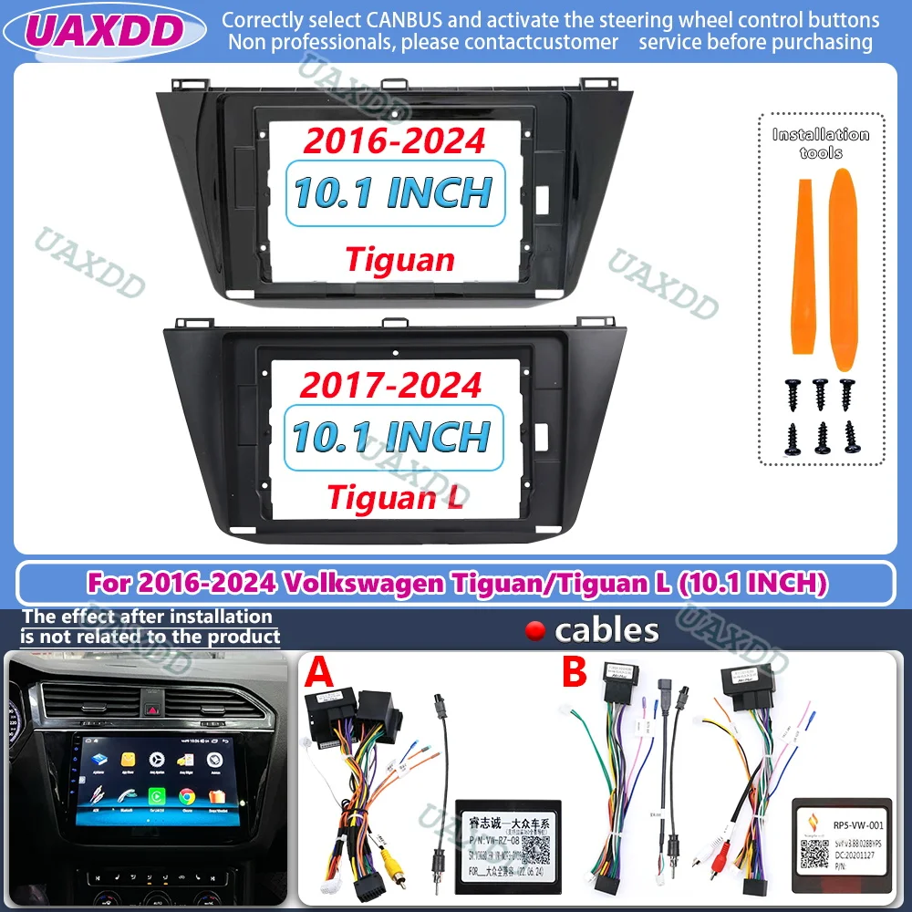 UAXDD Android Radio Frame for Car Fascia Stereo Panel Cable Harness Canbus Box 10 Inch 2DIN for Volkswagen VW Touran L 2016-2024
