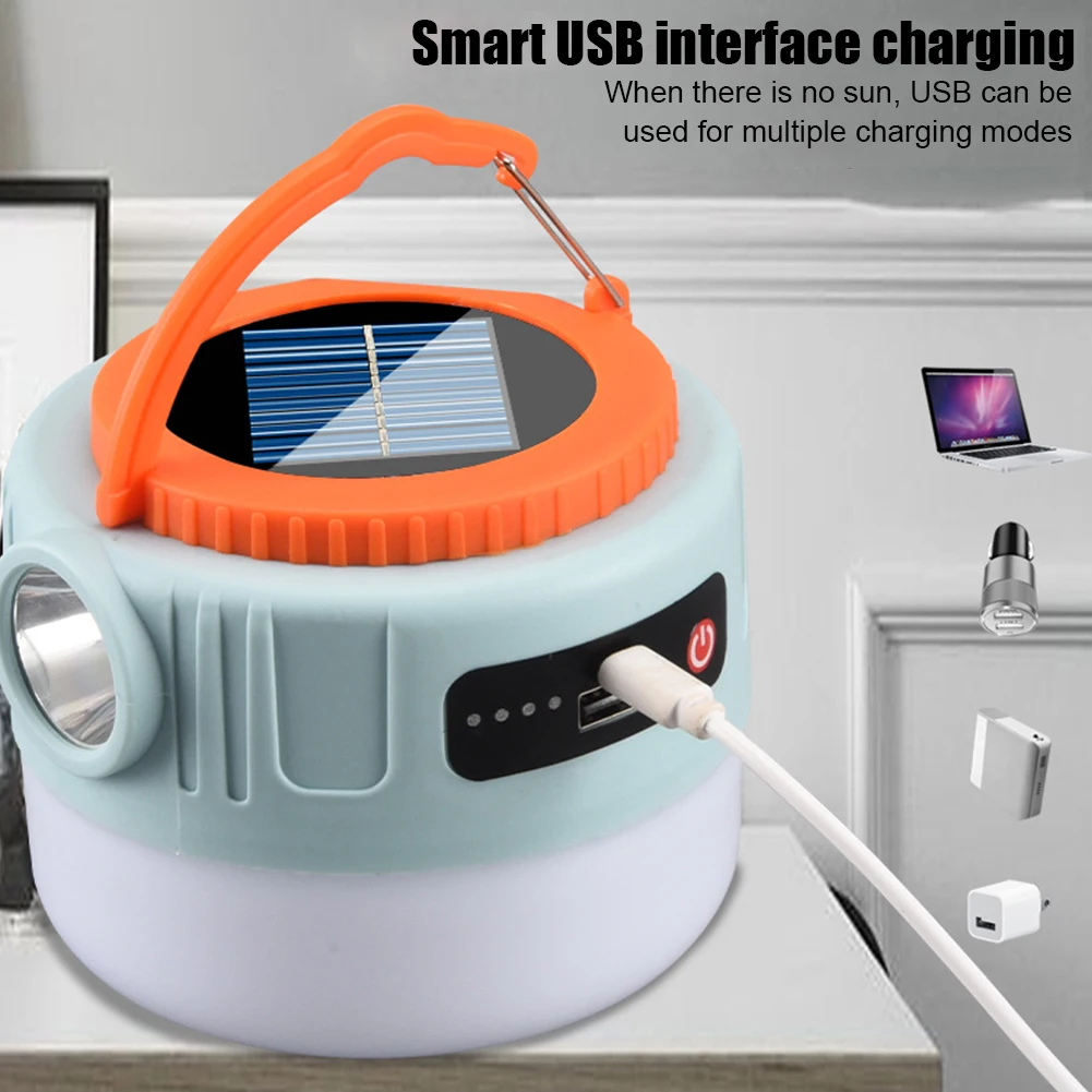 Solar Powered USB Rechargeable 100000lm LED Camping Lanterns Waterproof Portable Outdoor Hiking Emergency Searchlight Lights