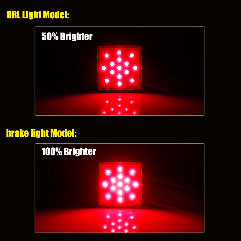 Cubierta del receptor de enganche de remolque de 2 pulgadas, cubierta de tubo de luces Led de freno de 15 luces LED, accesorios de coche de 4 pines, lámpara de señal de advertencia, luz estroboscópica