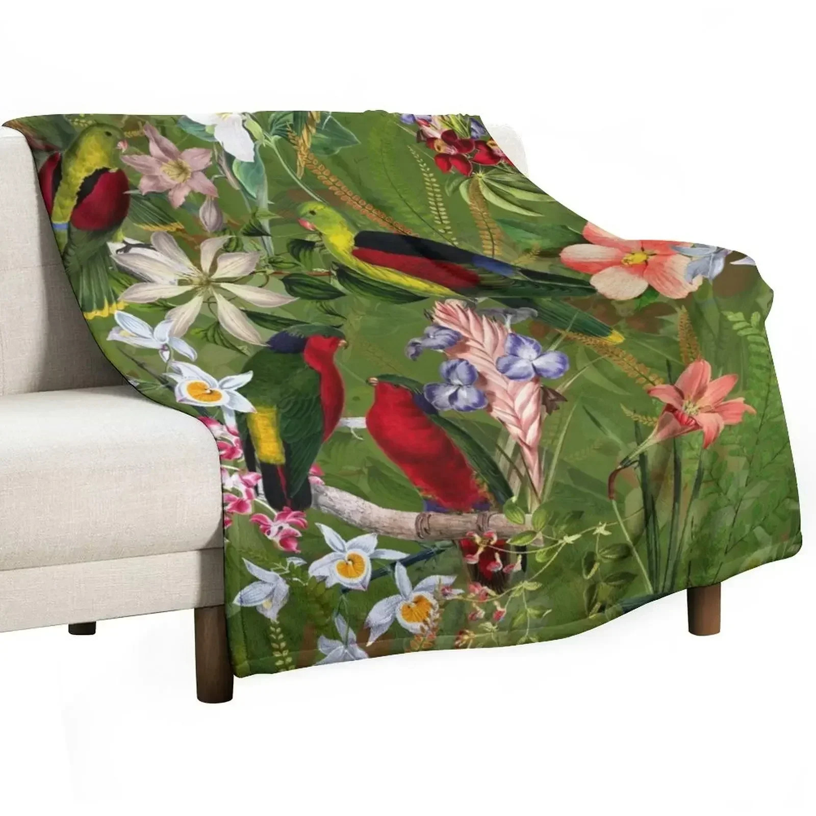 

Vintage Parrot Jungle Botanical Garden 3 Throw Blanket Blankets Sofas Of Decoration Warm Retros Blankets