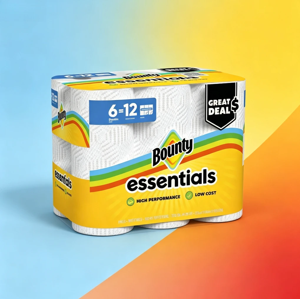 ICUTE-Bounty Essentials Paper Towels Select-A-Size 6 Double Rolls, White, 108 Sheets Per Roll