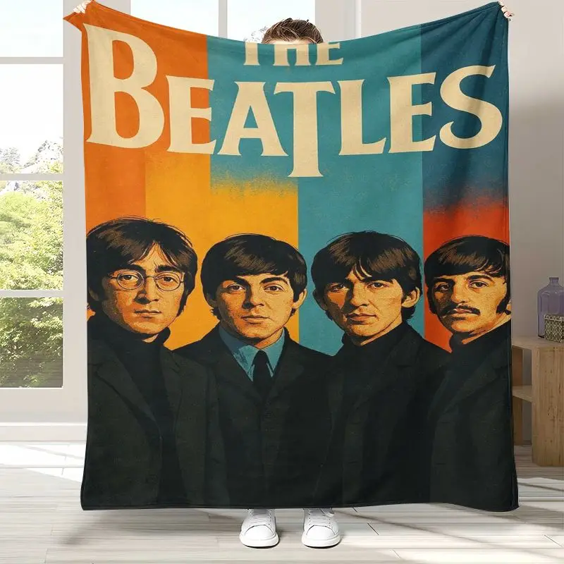 Vintage Fab Four The B-Beatles Abbey Road Rock Band Flannel Throw Blanket,Cozy Warm Blanket for Bed,Sofa,Living Room,Home Decor