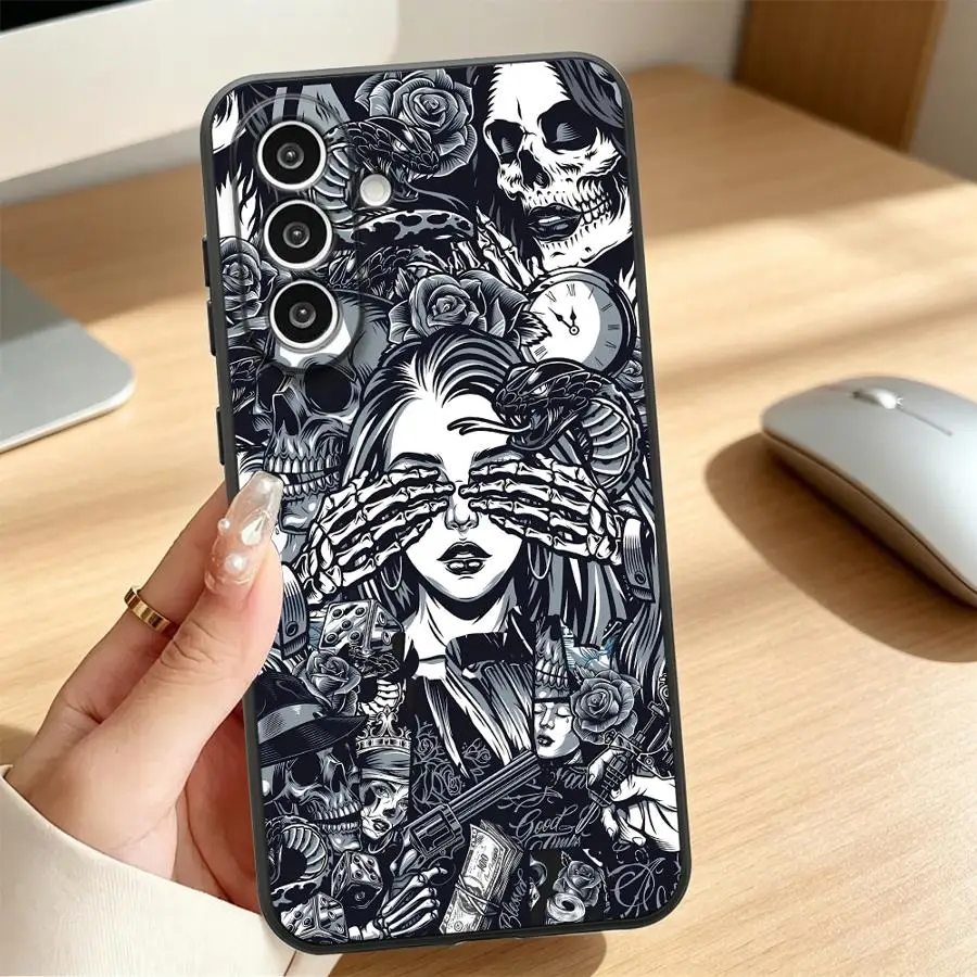 Skull Rose Snake Gang Phone Cover Case for Samsung Galaxy A57 A37 A05 A53 A17 A15 A25 A16 A55 A73 A51 A52 A36 A06 A23 A13 A41