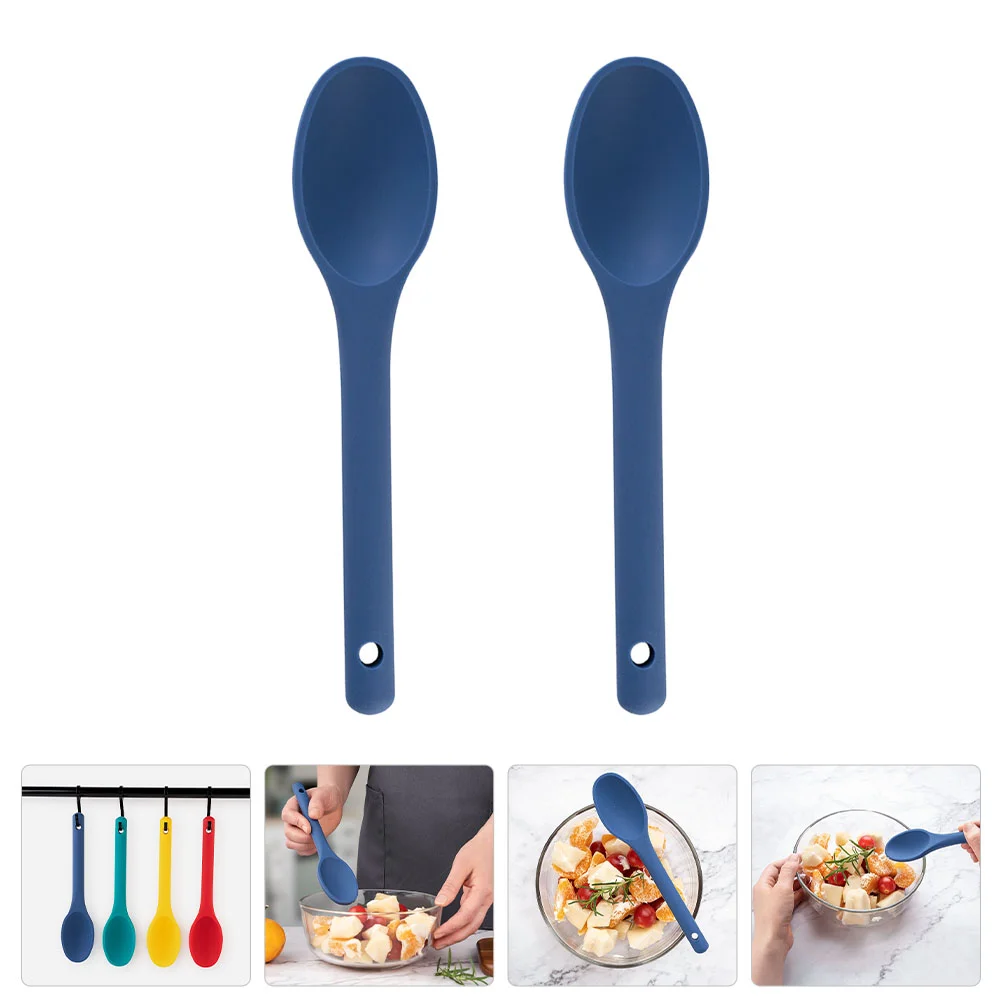 2 Pcs Silicone Spoon High-end Porridge Ladle Rice Ergonomic Cooking Anti-stick Supplies Supple Handle Practical