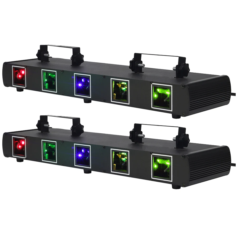 

Yiflamefly 2Pcs 5 Eyes RGB Disco Projector Party DJ Light Stage Effect Scanner DMX512 Sound Control for KTV Concert Holiday Bar