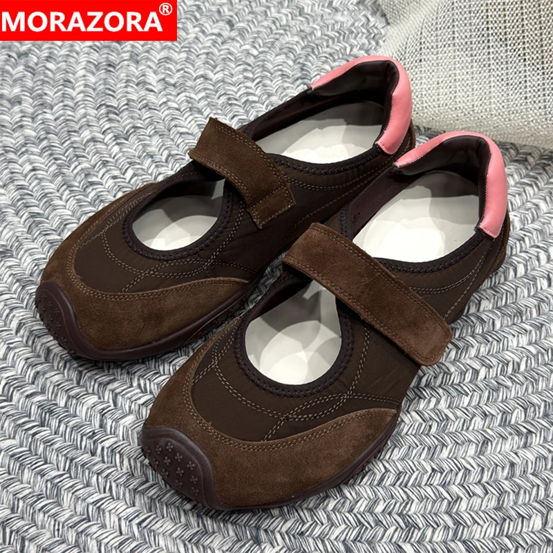 MORAZORA 2026 New Cow Suede Leather Women Sneakers Mary Janes Casual Flats Spring Summer Ladies Platform Flats Female Shoes