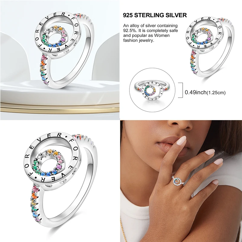New 925 Sterling Silver Ring Women Eternal Love Dewdrop Stone Glow-in-The-Dark Firefly Ring Fashion Engagement Wedding Jewelry view 2