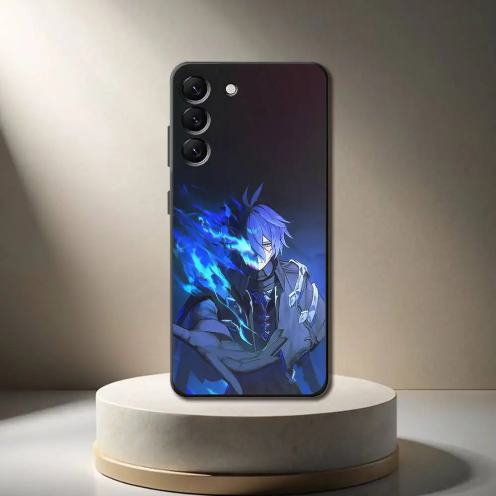 原神インパクト F-Flins 電話ケース サムスンギャラクシー A 73、72、51、53、52、71、22、5G、ノート、J7、8、9 ソフトブラックカバー