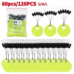 60/120PCS 10/20 Group Set Rubber Silicon Space Bean Sea Carp Fly Fishing Black Rubber Oval Stopper Fishing Float Fishing Bobber