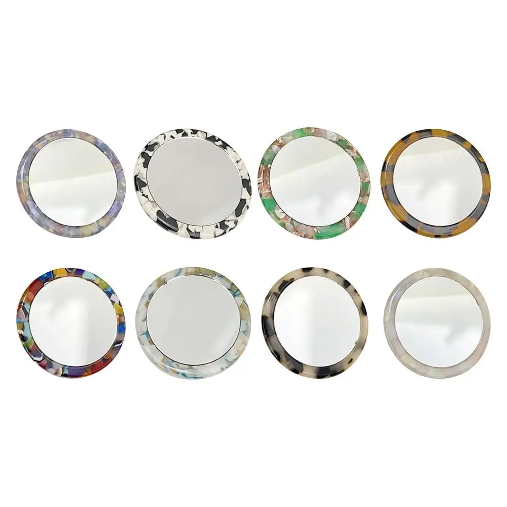 Miroir de maquillage en acétate simple, mini miroir de courtoisie cosmétique rond, miroirs de beauté mignons portables, accessoires de voyage