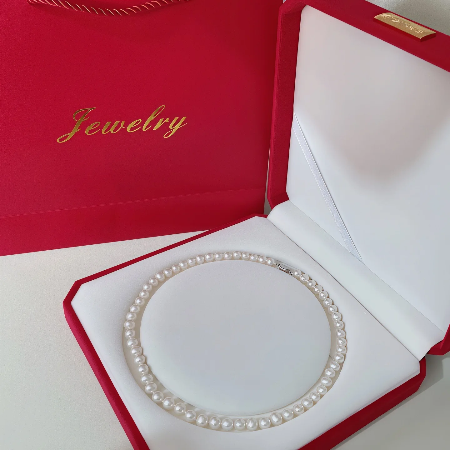 

Classic necklace AAAA7-8mm natural white pearl necklace 16in/18in/925s+included box