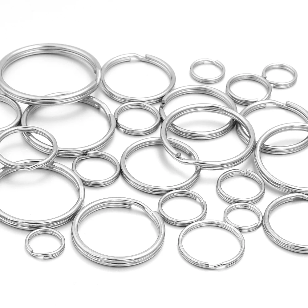 5–50 Stück 12–50 mm Edelstahl-Schlüsselanhänger, Metall, rund, offene Biegeringe, geteilte Ringe für DIY-Schmuckherstellung, Schlüsselanhänger-Zubehör