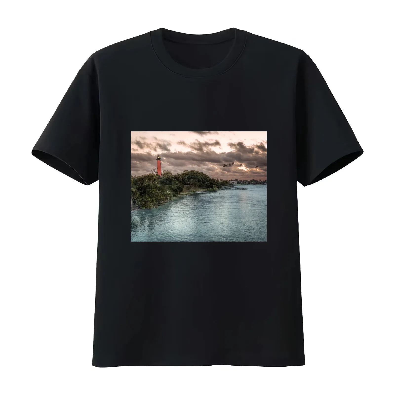 Jupiter Inlet Lighthouse T-Shirt Summer Casual Cotton Tee Oversized Streetwear Tops Vintage Graphic Print Unisex Men Women