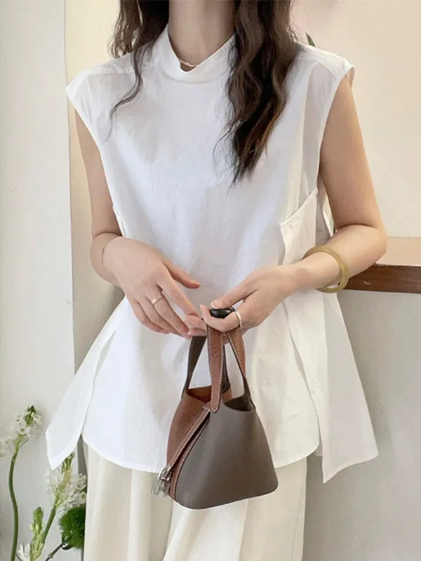 

plus Size Women's Casual Loose Sleeveless Shirt Summer Design Side Button 2300 Pounds Ultra Large Size Comfortable Breathable...
