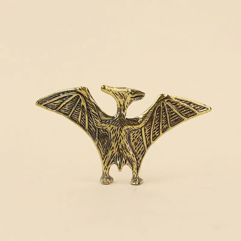Jurassic Dinosaur Pterosaur Solid Brass Statue 1Pcs Mini Handmade Figurine Trendy Desktop Ornament for Office Home