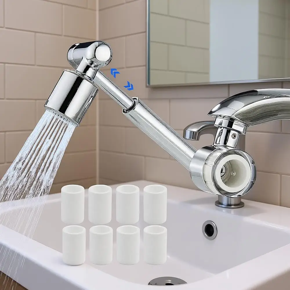 

360 ° Поворотный кран-фильтр для раковины с 9-компонентным набором фильтров для ванной и кухни