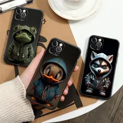 Duck Dog Frog Tiger Monkey Cartoon Phone Case For Apple iPhone 16 15 14 13 12 11 Pro Max XR XS Max 7 8 Plus SE2 Back Cover Cases
