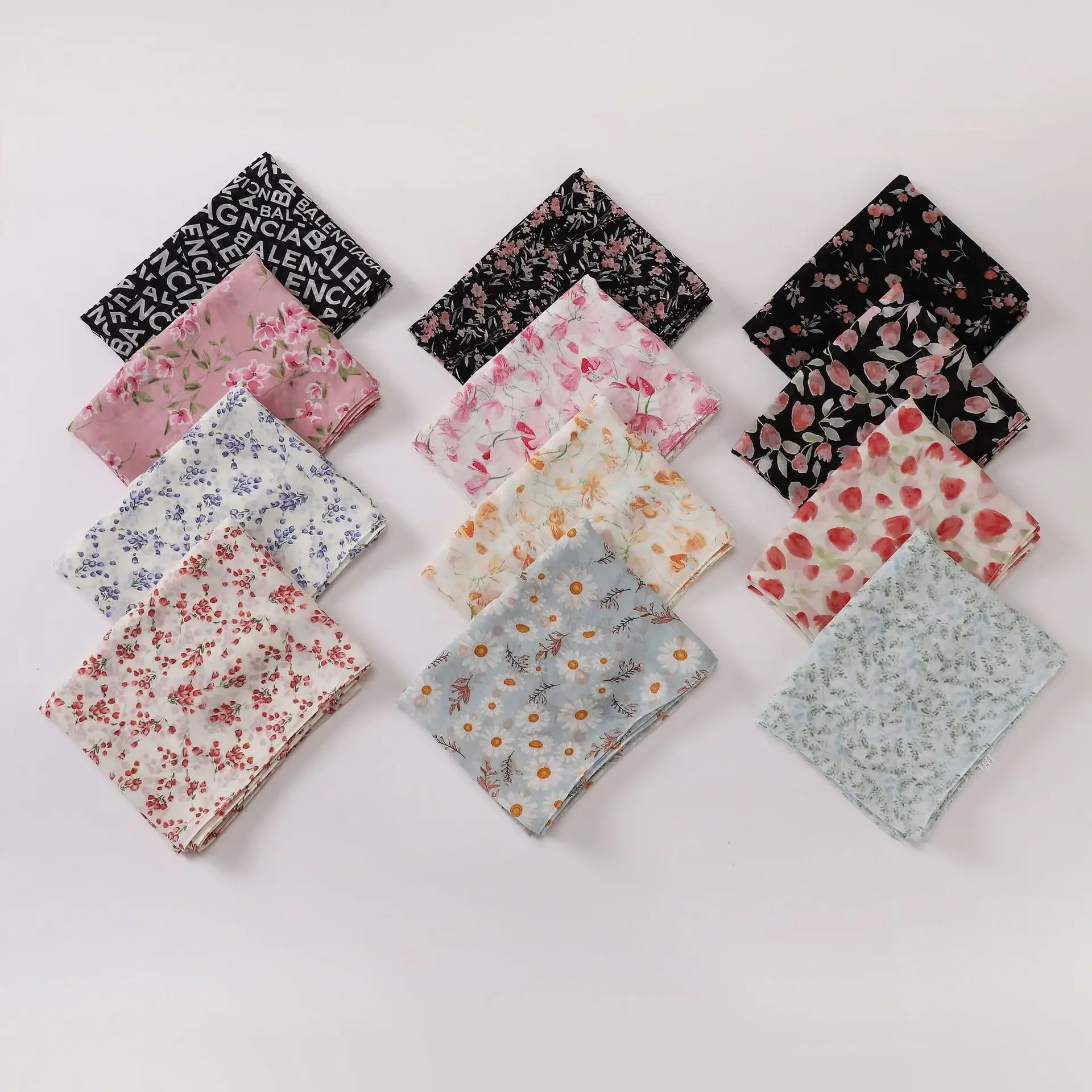 New Printed Scarf Long Chiffon Fresh Flowers Printed Scarf Hijab Muslim Women\'s Shawl Hijab Turban Head Wrap for Women Niqab