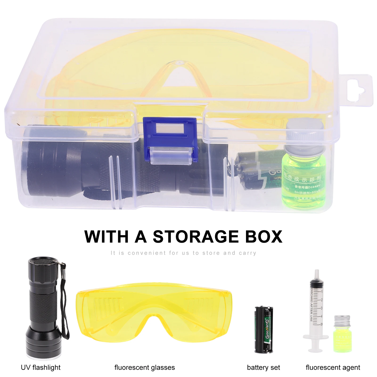

Car Air Conditioning Leak Tool Set UV Test Flashlight Kit for Automobile Home Refrigerator with Storage Box