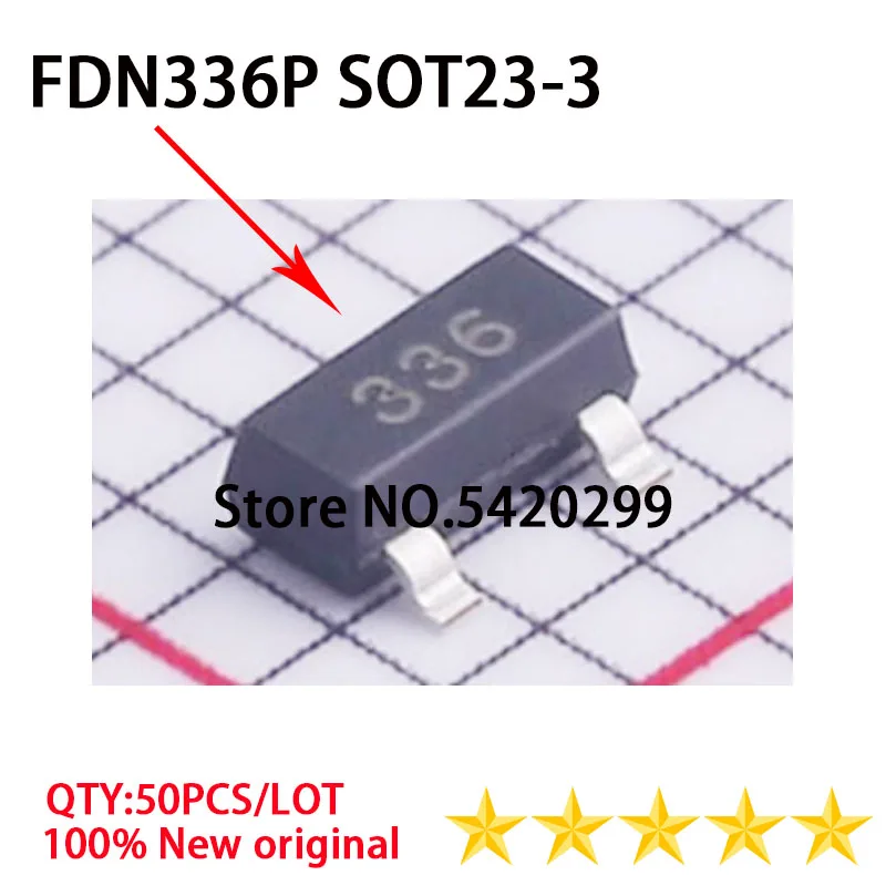 50PCS FDN336P marking:336 FDN336 SOT23 MOSFET P-CH New orignal