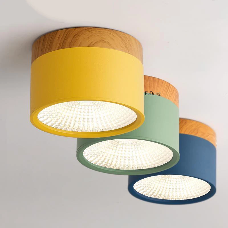LED Downlight dimmable 10W 12W 15W 18W Nordic wood modern Led surface mounted ceiling light spotlight, interior decoration ligh