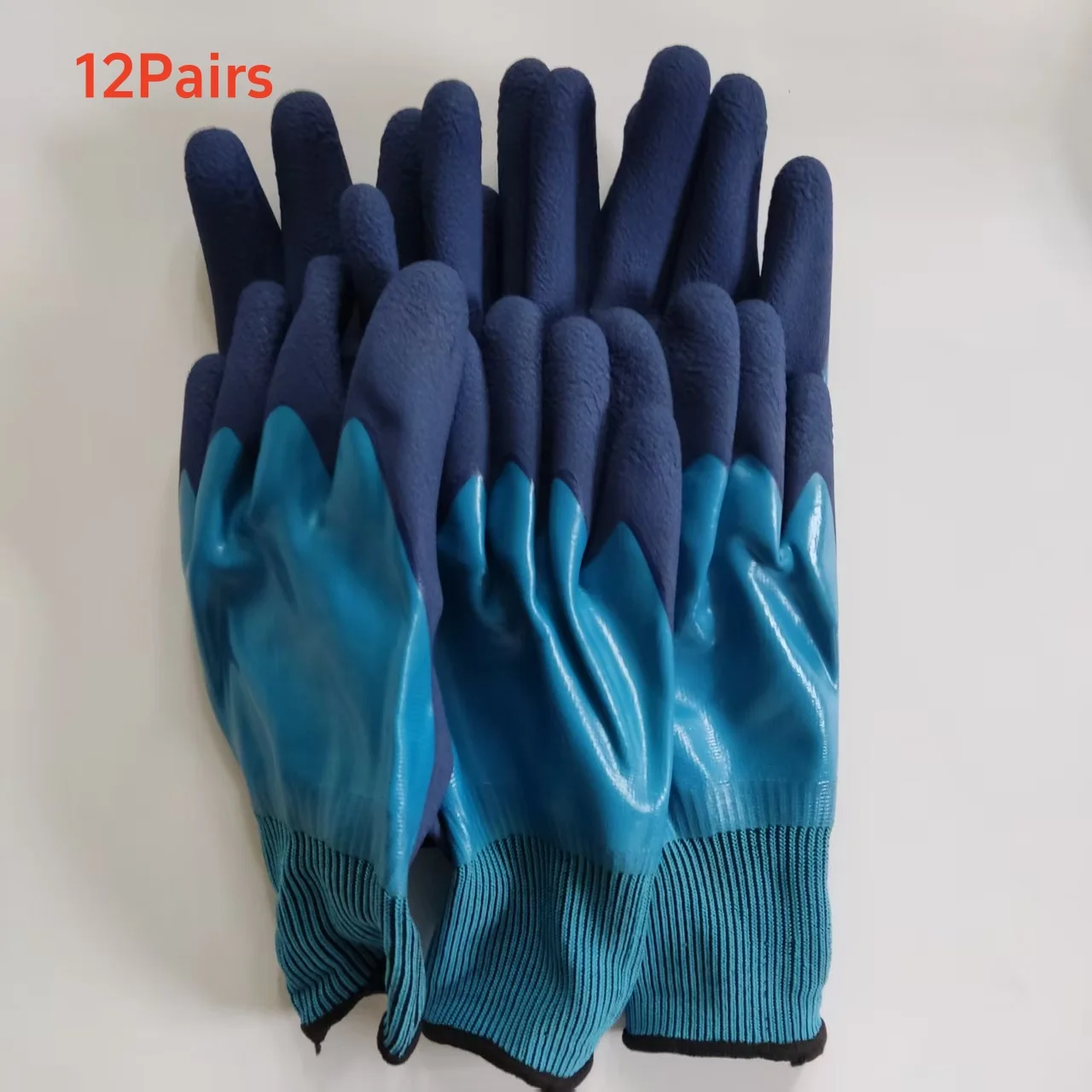 

12 Pairs Foam Latex Double Coated Work Gloves Anti-Slip Breathable With Reinforced Fingers for Garden & Industrial Use