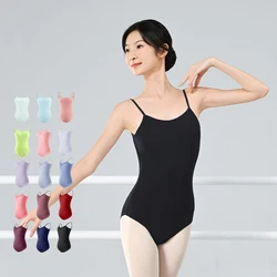 Women Ballet Leotards Adjustable Strap Dance Bodysuits Sexy Neckline Gymnastics Leotard Sleeveless Girls Ballet Dancing Costumes