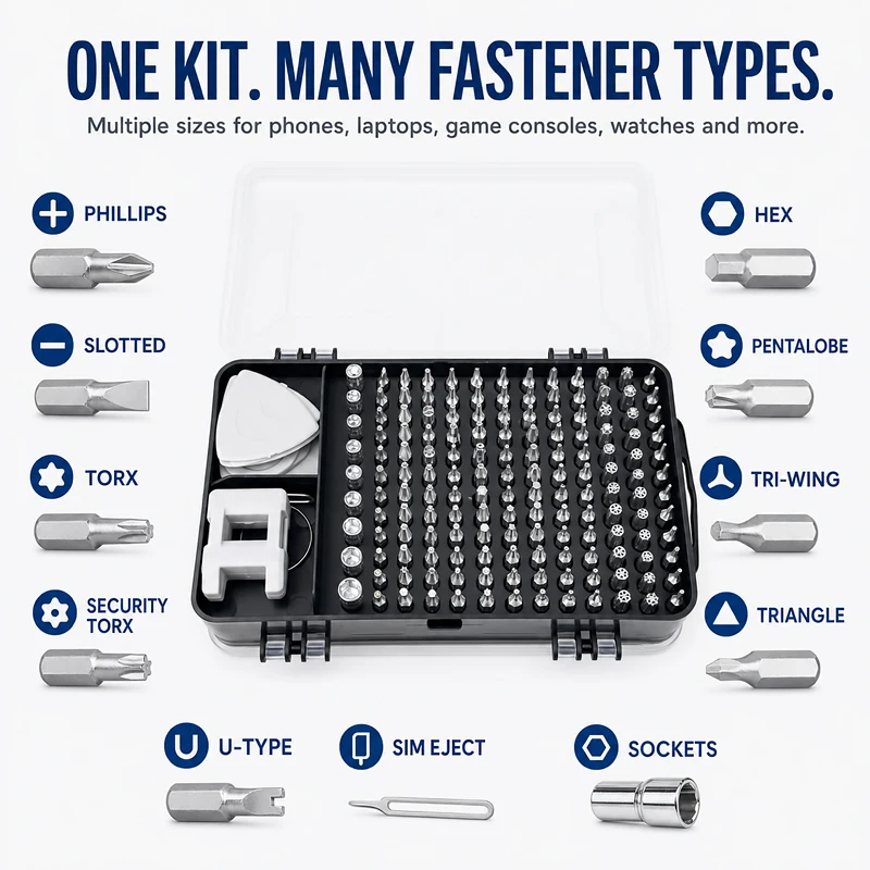 115PCS Precision Screwdriver Set Double Sided Storage Case Magnetic Bits Portable Repair Tool Kit for Phone Laptop Watch