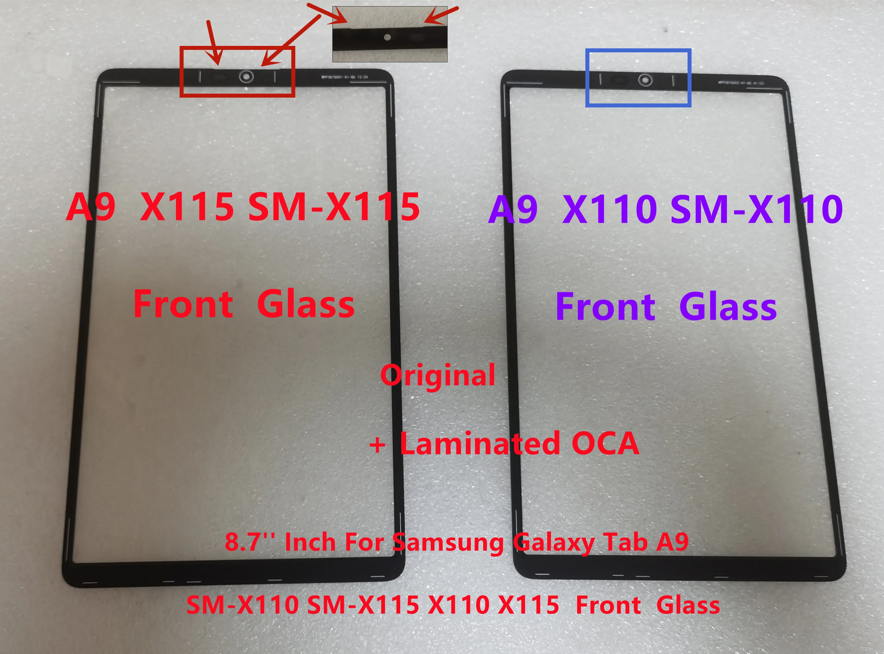 New 8.7'' Inch For Samsung Galaxy Tab A9 SM-X110 SM-X115 X110 X115 Touch Screen Panel Front Glass + Laminated OCA Glue 100% Test