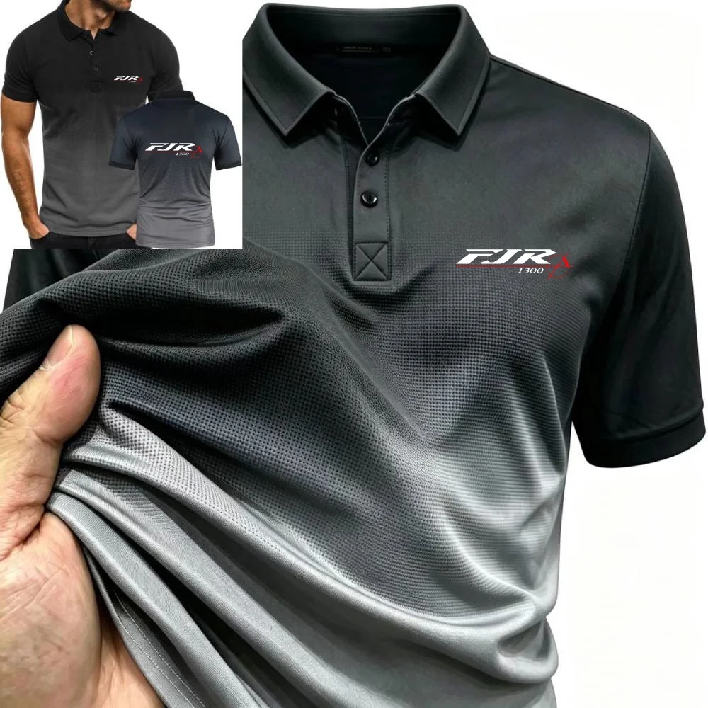 Youth Short Sleeve Tees Daily Versatile POLOS FJR 1300 Motorcycle Summer New Men's Polo Shirts Gradient Color Lapel Tshirt Sport