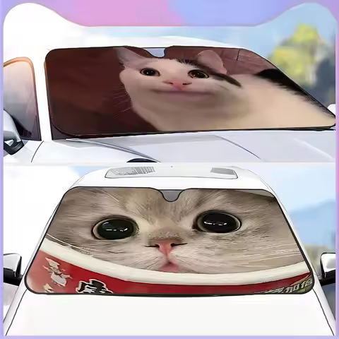 Funny Cat Custom Cartoon Anime Car Windshield Sunshade Foldable Sun Blocker Car Window Shades