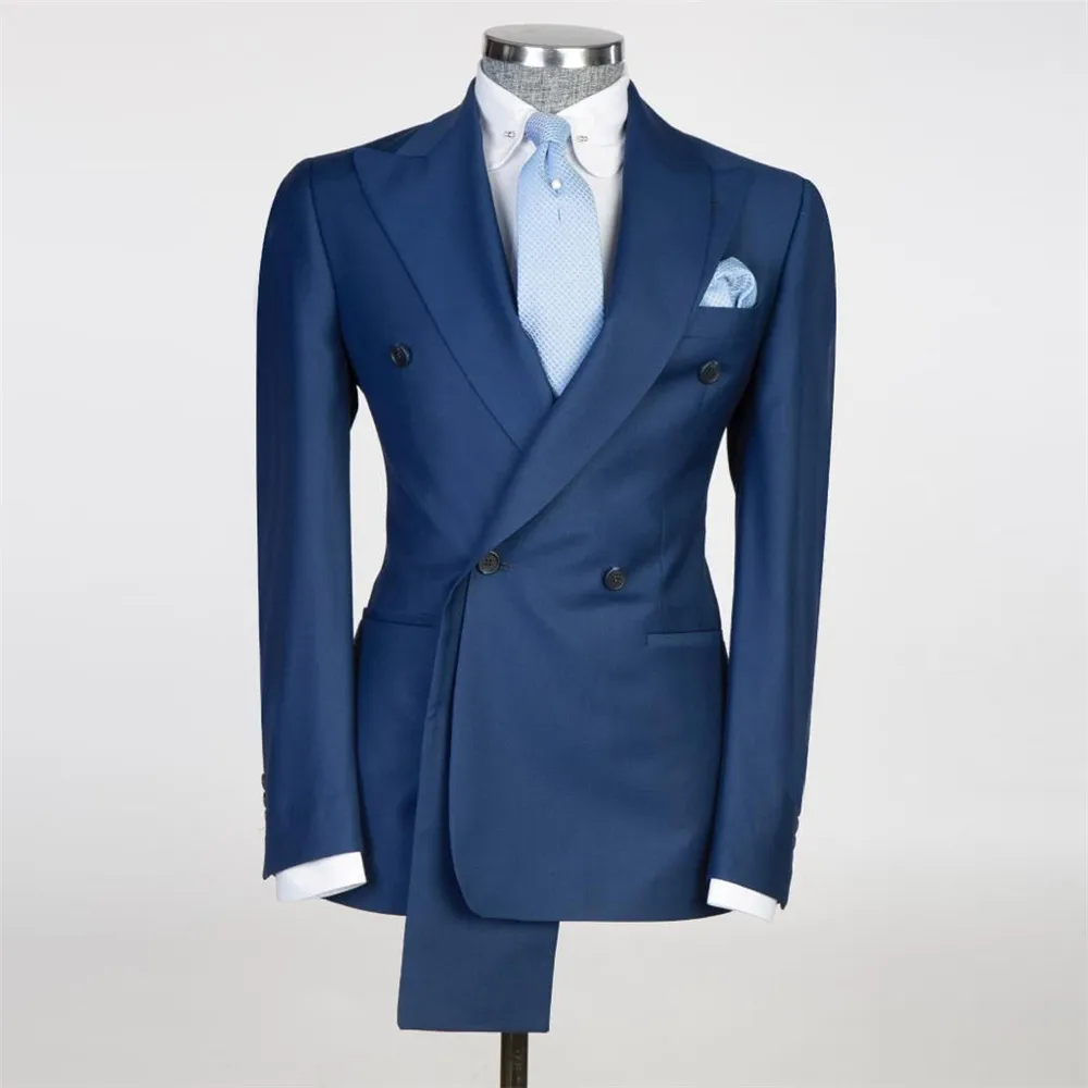 

Man Business Suits Italian Designer Double Breasted Blazers Customized Groom Formal Party Wedding Tuxedos 2 Pieces Jacket Pants