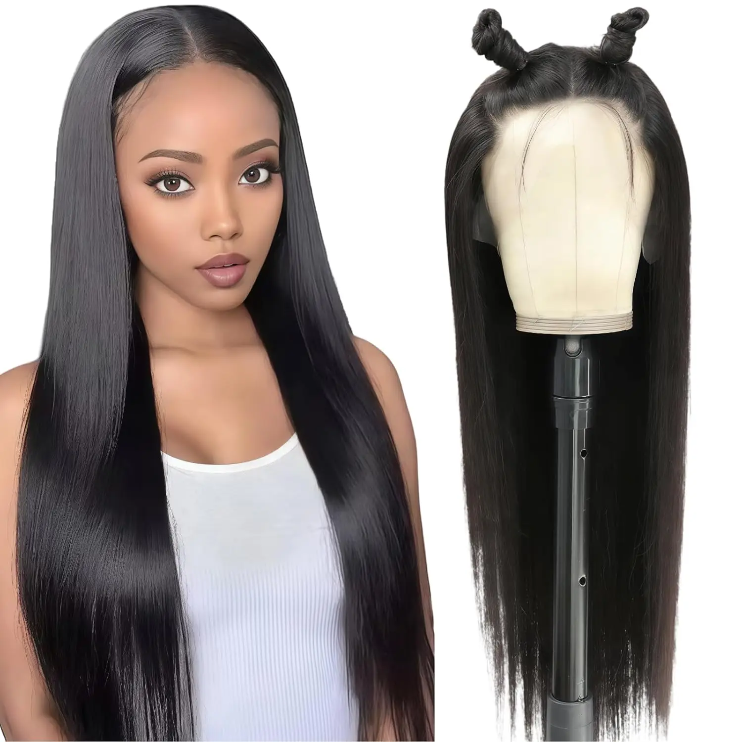 

Black Bone Straight Human Hair Wigs 13x6 HD Lace Frontal Wig Preplucked 40 30 Inch 13x4 Brazilian Hair Clearance Sale Glueless