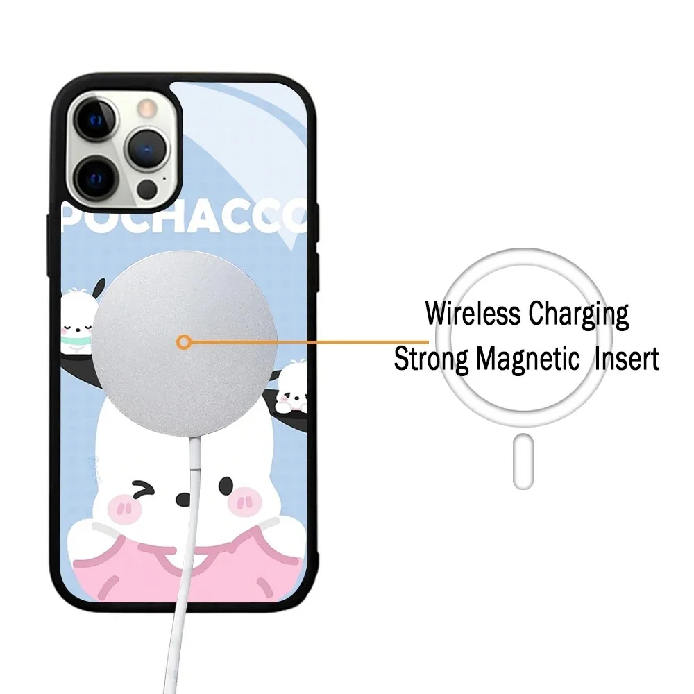 Cute P-Pacha Dog Phone Case Strong Magnetic For IPhone 15 14 13 Pro Max 11 12 Mini Alex Mirror Magsafe Wireless Charging Cover