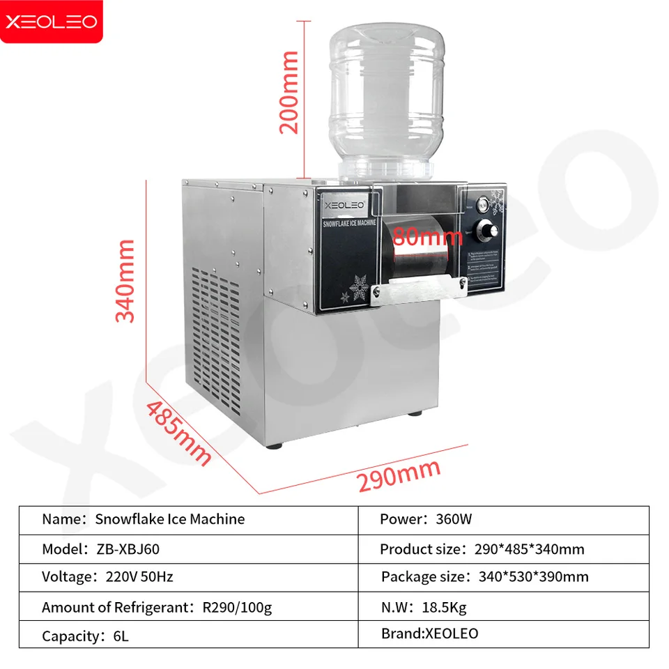 XEOLEO 60KG/24H Snowflake Ice Machine Korea Bingsu Ice Machine
