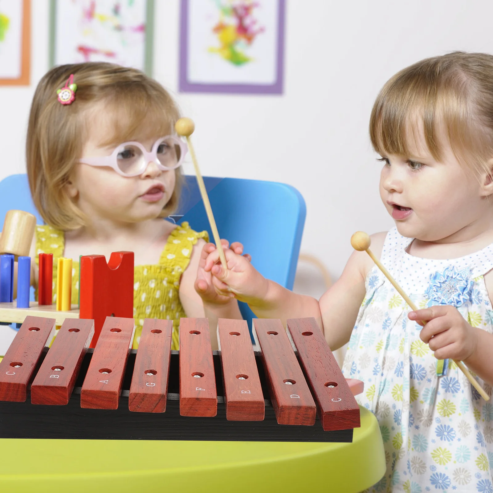 8-Note إكسيليفون خشبي للمبتدئين أداة موسيقية Glockenspiel خفيفة الوزن وبسيطة للعب مع #6