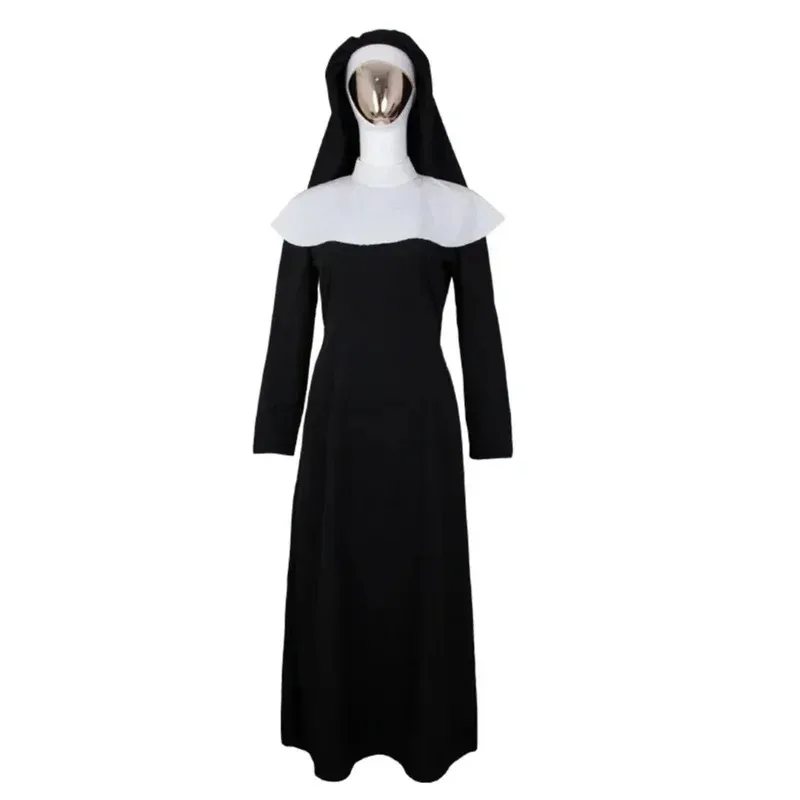 Costume de Cosplay pour femmes, tenue de nonne noire, ensemble complet, uniforme missionnaire de Religion catholique, Costume de fête de la semaine du livre d'halloween, 3'v,