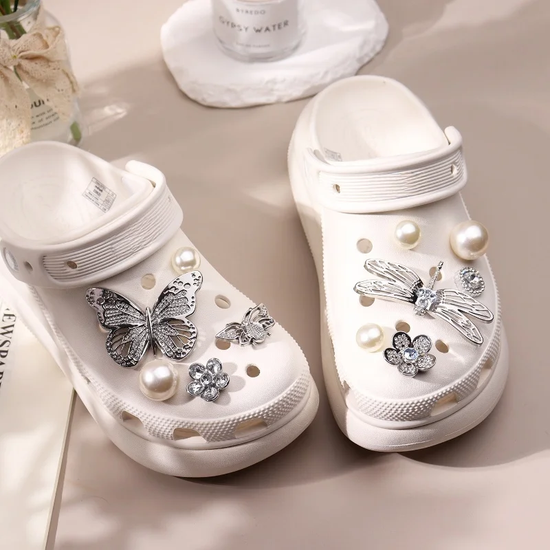 [Elegant Shoe Charms]Elegant DIY Removable Shoe Charms Set Silver dragonfly, butterfly Designs for Women's Perfect for xmas Gift
