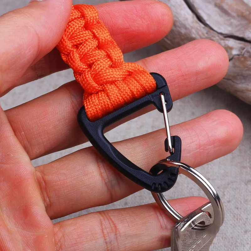 1Pcs 20cm 6 Styles Paracord Keychain Military Braided Nylon Lanyard Metal Triangle Buckle High Strength Parachute Cord Carabiner