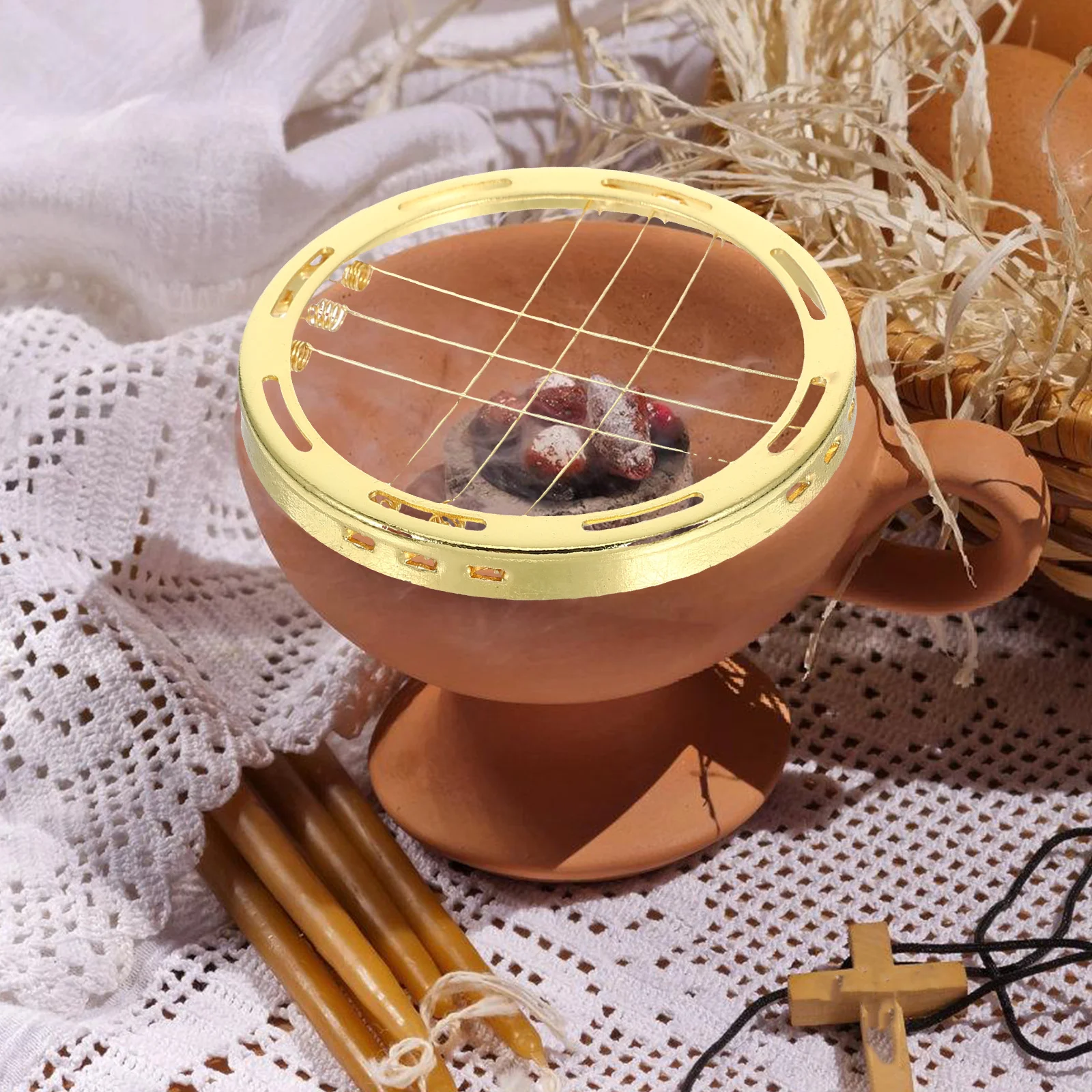 

Metal Incense Burner Holder Rack Zinc Alloy Steel Wire for Home Decor Aromatherapy Burning Charcoal Sticks Cones Scent Burner