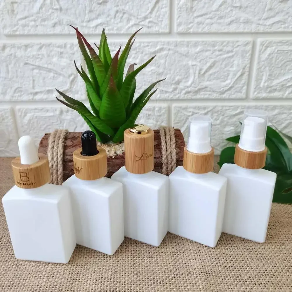 

Top-Grade Bamboo Glass Dropper Bottle Wooden & Bamboo Cosmetic Packaging Square Glass DropperBottle Vials Essential Oil Bottle