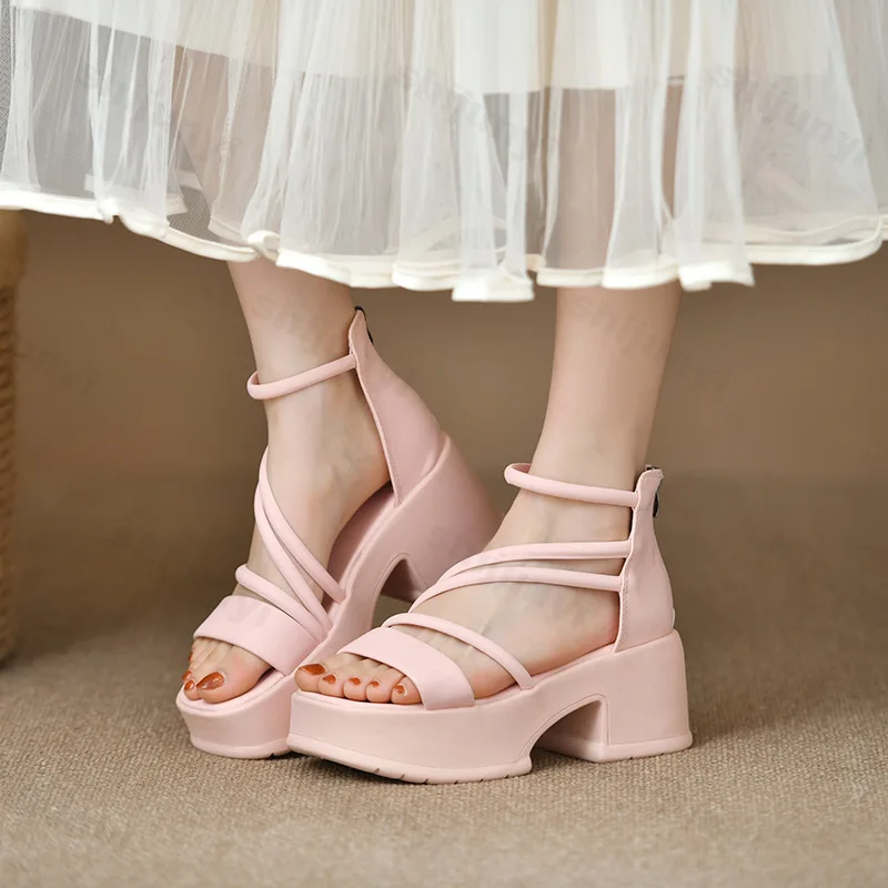 

Women Platform High Heels Wedges Buckle Slope Sandals Women Shoes Summer New Fashion Thin Band Thick Sole Pumps Zapatos De Mujer