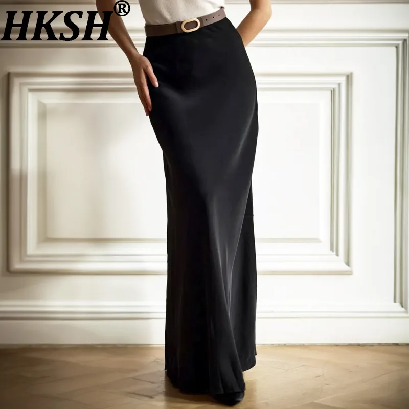 

HKSH Women Mermaid Skirt Satin Solid Color Slim Fit Versatile Elegant Fashion Chic Bodycon Skirts New Spring Summer 2026 HK19348