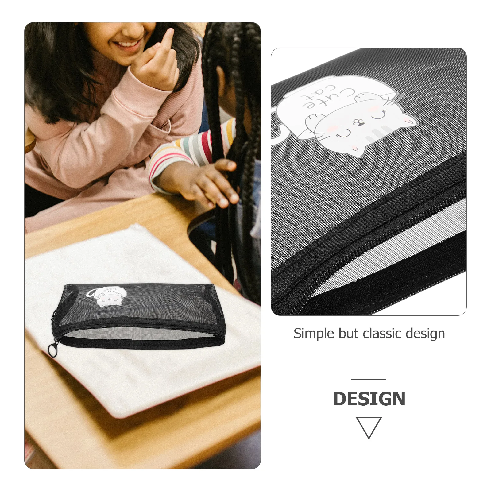 

1pc Pen Bag Stationery Transparent Mesh Pencil Case For Students Kids School Office Supply Storage Organizer Nylon Pouch