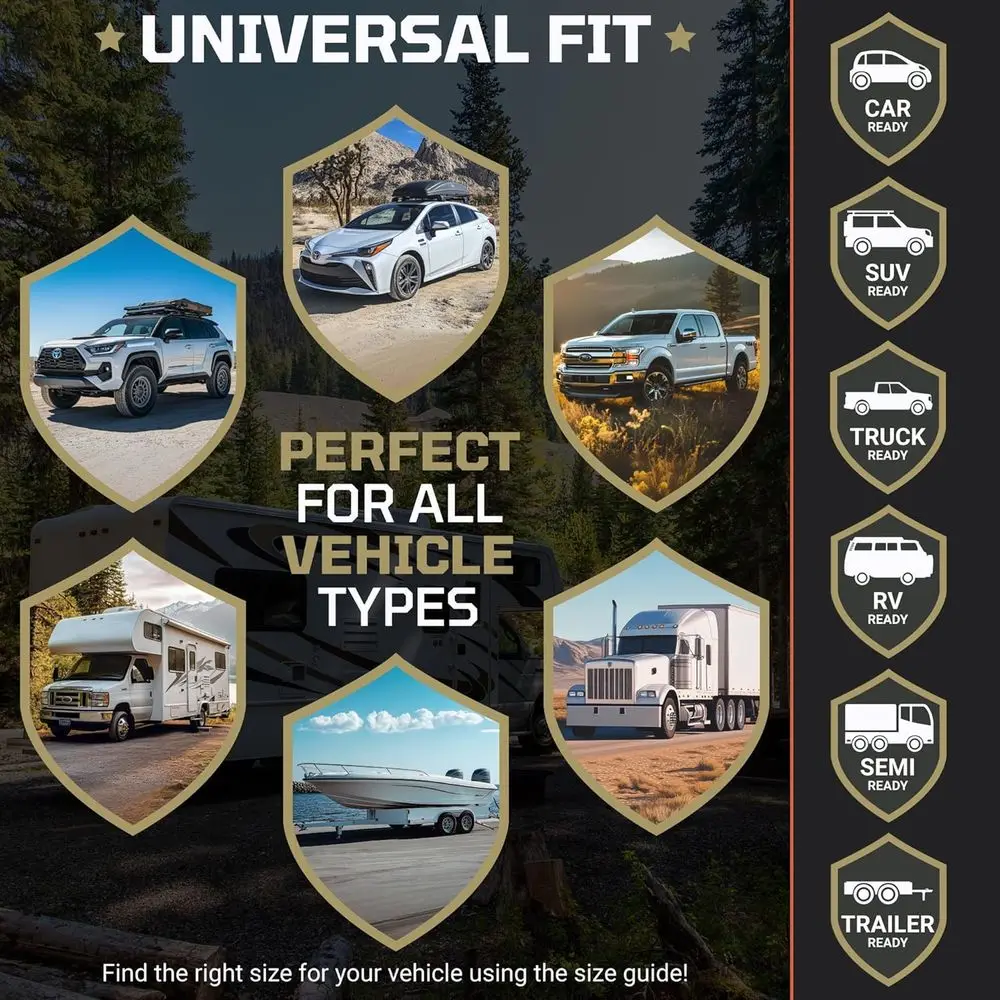 مجموعة أغطية الإطارات TIRESHIELD PRO مكونة من 4 قطع - أغطية عجلات شديدة التحمل مقاومة للأشعة فوق البنفسجية في جميع الأحوال الجوية مع نظام قفل العاصفة - حماية دائرية عامة #3