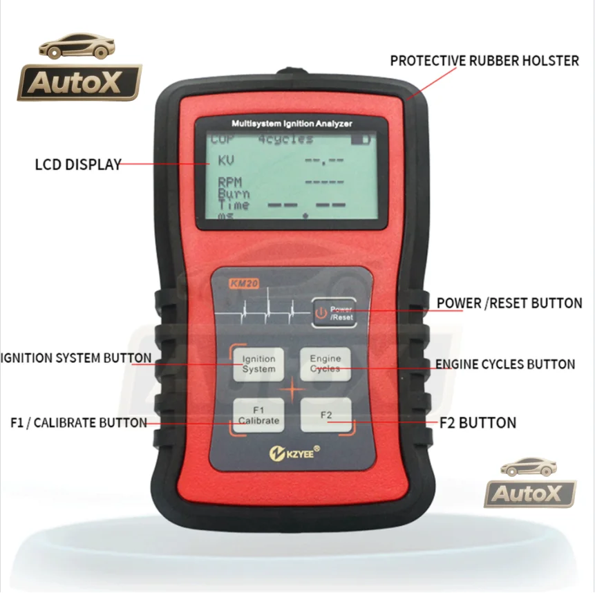 

Тестер свечей зажигания Высоковольтное обнаружение катушек KZYEE KM20 Многосистемный анализатор зажигания Тестер Измерение свечи зажигания Вольт зажигания