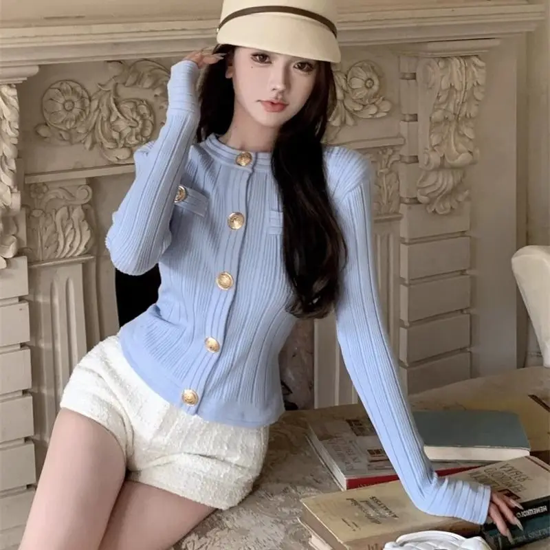 OCEANLOVE Short Cardigans Solid Autumn Winter Sweet Korean Fashion Women Sweaters Elegant Slim Vintage Sueter De Mujer