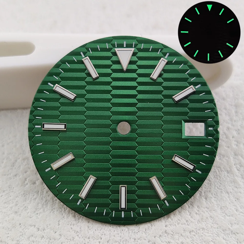 NH35 28.5mm watch dial green Luminous Replacement accessory fits NH35 movement Pattern customization 3 o'clock calendar window