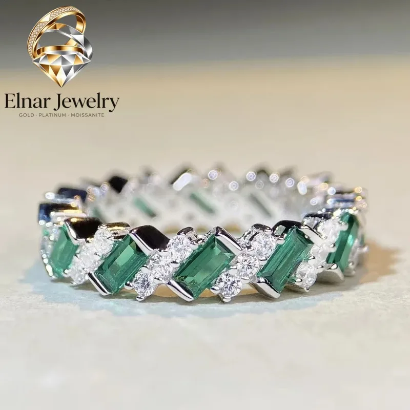 

Elnar Jewelry Delicacy Luxury white gold solid platinum PT950 women's diamond ring Women's Emerald Cut Diamond Ring