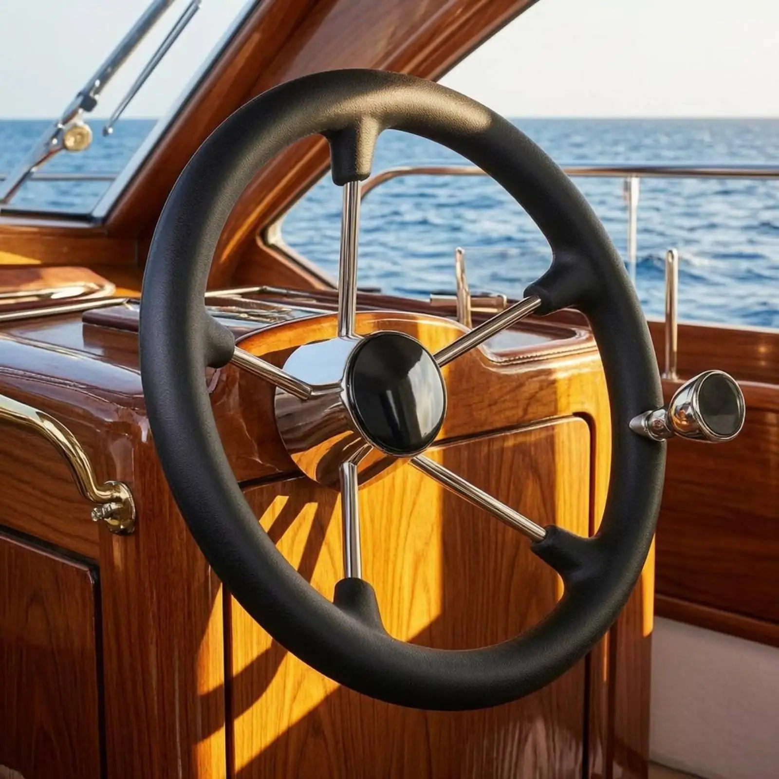 13.5 Inch Stainless Steel Boat Steering Wheel Stainless Steel Marine Steering Wheel for Boating